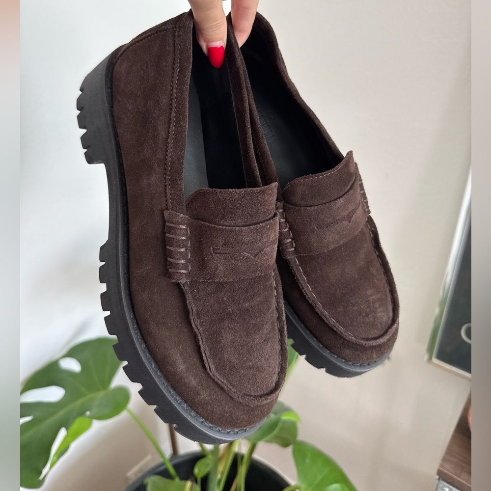 Steve Madden Dark Brown Suede Penny Loafers